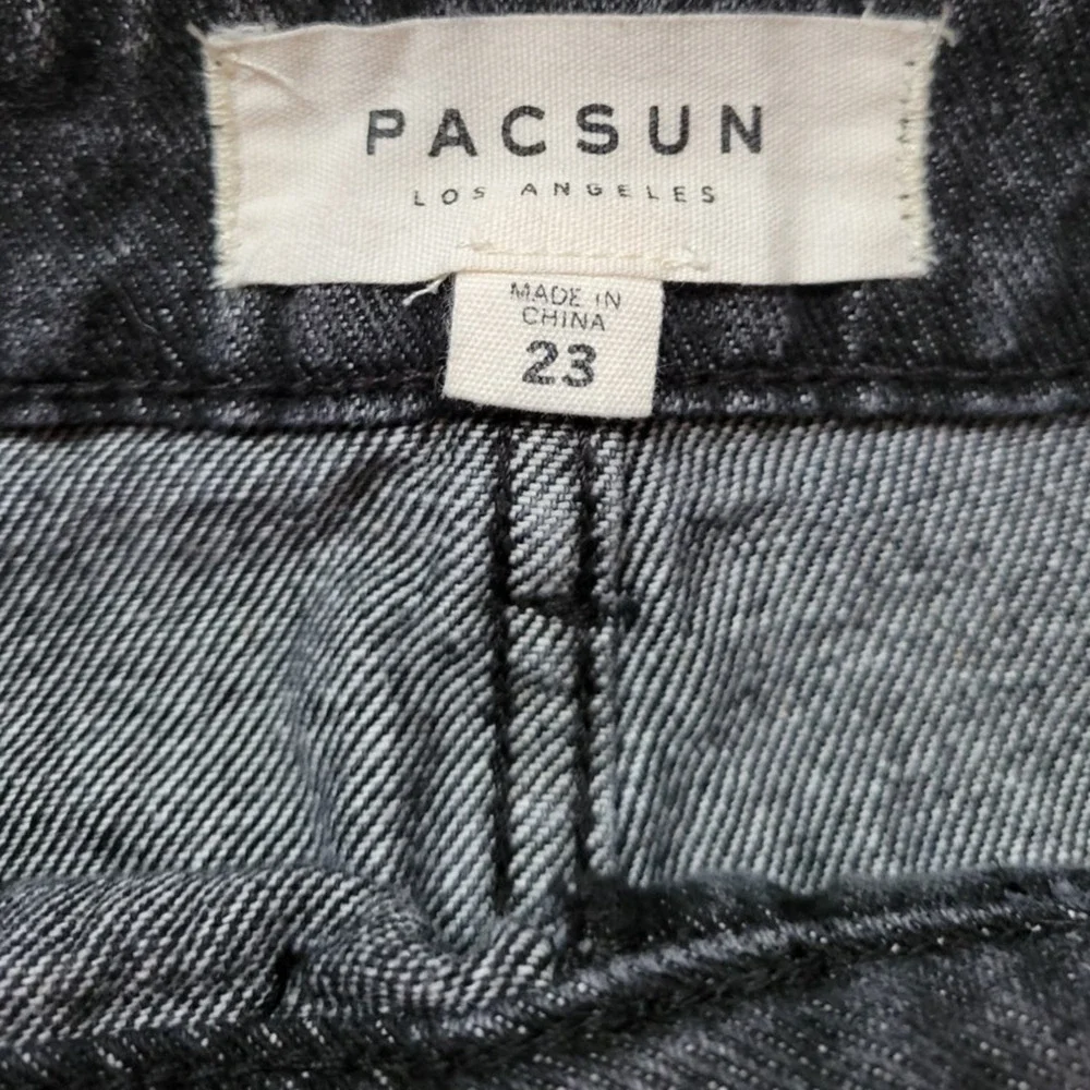 PacSun Black Denim Mini Skirt Punk Emo Goth Rocker Biker Y2K 90s Festival Sz‎ 23